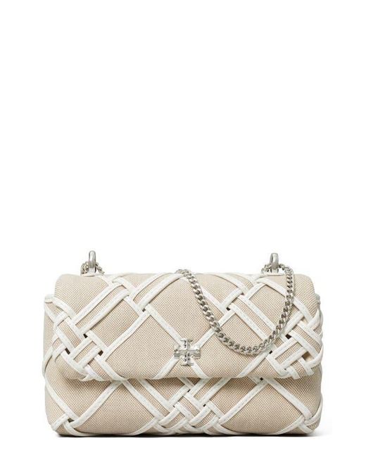 Tory Burch Natural Mini Kira Woven Canvas Convertible Crossbody Bag