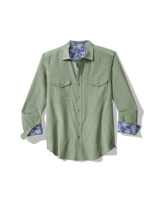 Tommy Bahama Green Coastline Cord Heather Bay Cotton Corduroy Button-Up Shirt for men