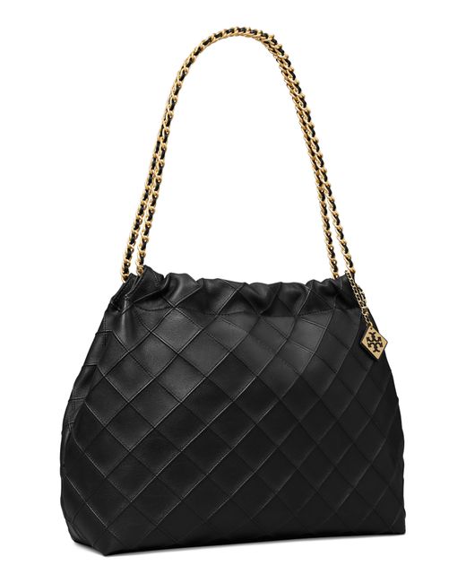 Tory Burch Black Fleming Soft Quilted Leather Hobo Bag