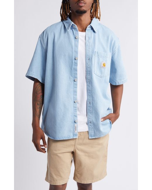 Carhartt Blue Ody Short Sleeve Denim Button-up Shirt for men