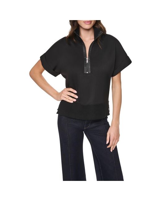 DKNY Black Soho Half Zip Ponte Pullover