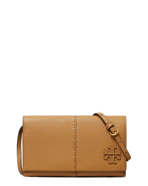Tory Burch Mcgraw Leather Wallet Crossbody in Brown | Lyst