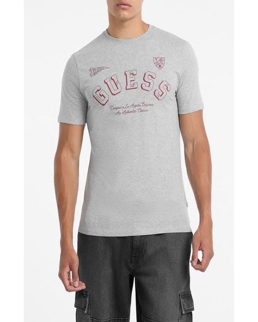 Guess Gray Slim Fit Organic Cotton Logo Graphic T-Shirt for men