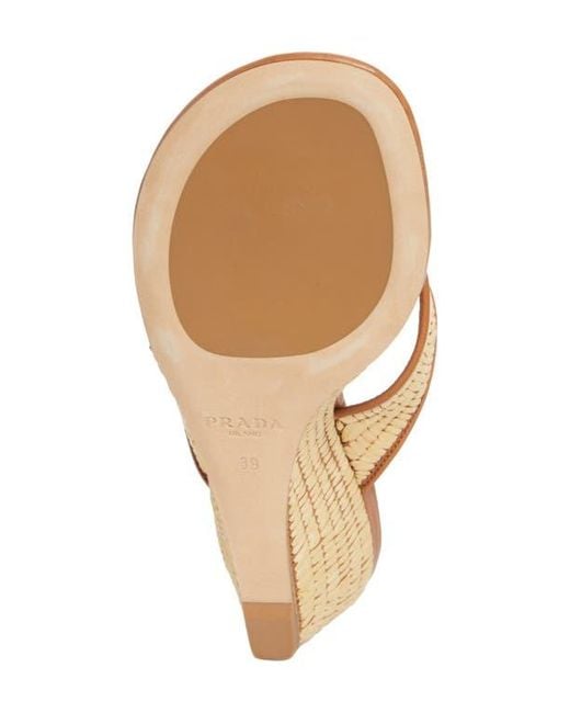 Prada Brown Raffia Wedge Sandal