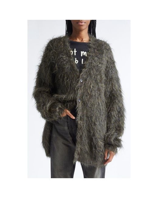 R13 Black Oversize Kid Mohair Blend Boyfriend Cardigan
