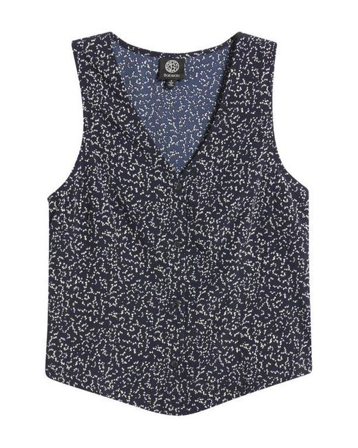 Bobeau Blue Print Button-Up Vest