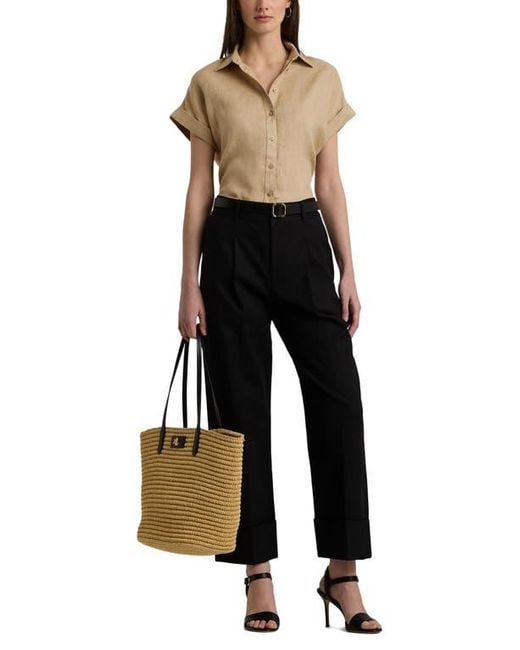 Ralph Lauren Black Short Sleeve Linen Button-Up Shirt