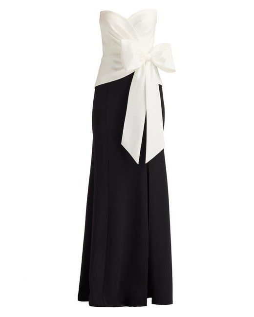 Tadashi Shoji Black Strapless Stretch Crepe Gown