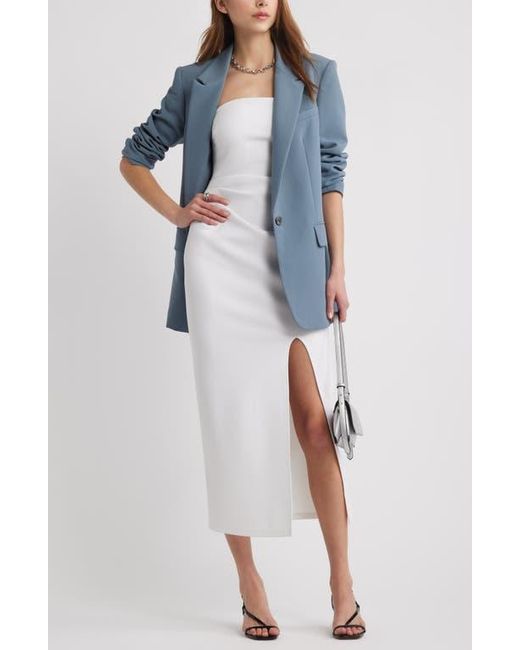 Open Edit White Ruched Strapless Maxi Dress