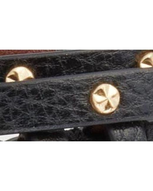 Alexander McQueen Black Hammered Studs Wrap Leather Bracelet
