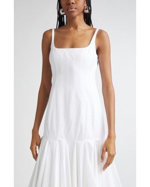 Jacquemus La Robe Agave Drop Waist Cotton Poplin Midi Dress