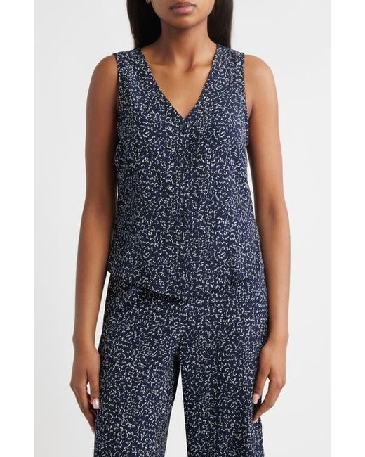 Bobeau Blue Print Button-Up Vest