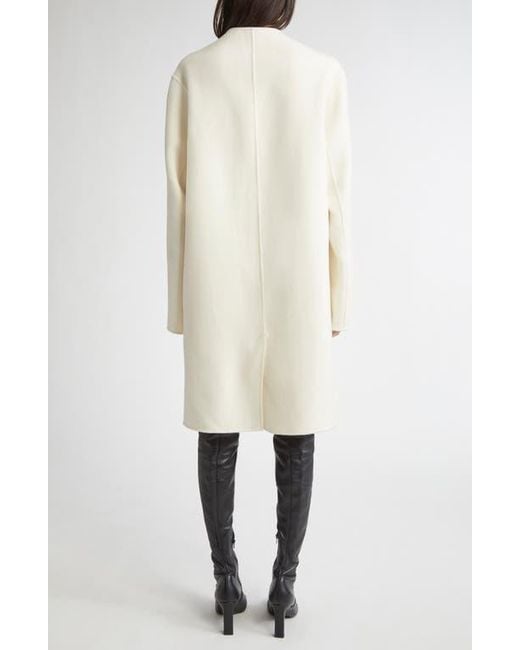 Totême  White Cowl Neck Long Sleeve Double Face Wool Dress