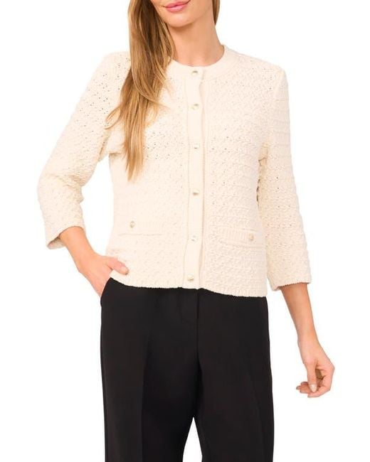 Halogen® White Open Stitch Cardigan