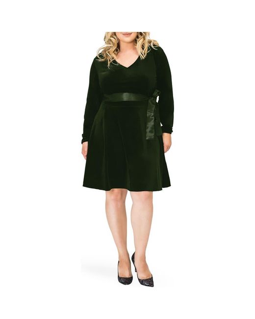 Standards & Practices Women's Black Millie V-Neck Stretch Velvet Fit & Flare Dress - benaras.co Standards & Practices Women's Black Millie V-Neck Stretch Velvet Fit & Flare Dress - benaras.co