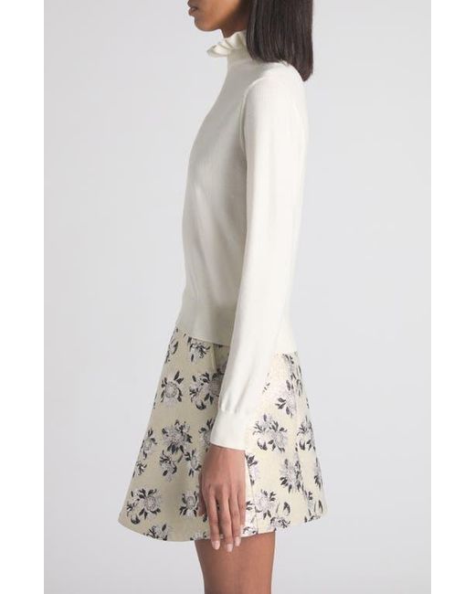 Alexander McQueen White Ruffle Collar Wool Blend Sweater