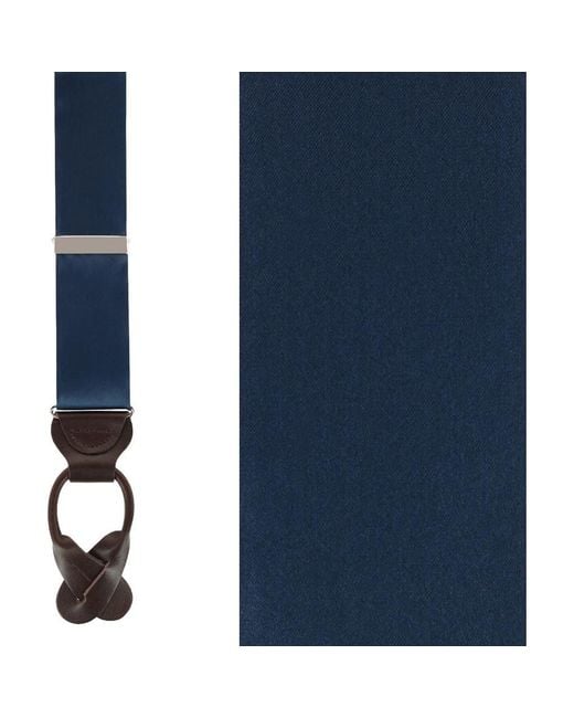 Trafalgar Blue Dutton Solid Color Silk Button End Suspenders for men
