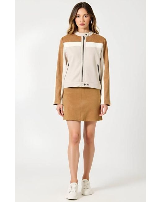 Modenaire Natural Colorblock Jacket With Zip Pockets