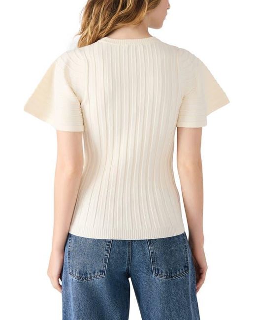 Steve Madden White Allie Short Sleeve Rib Sweater