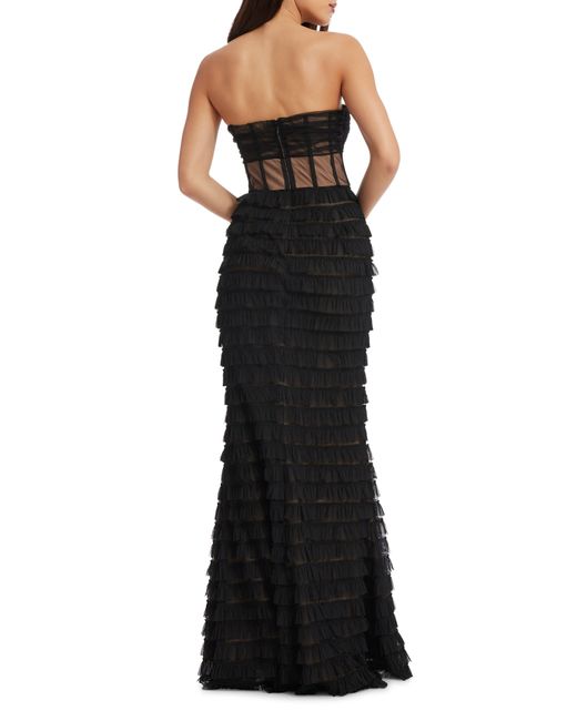 Dress the Population Black Grace Strapless Illusion Bodice Mermaid Gown