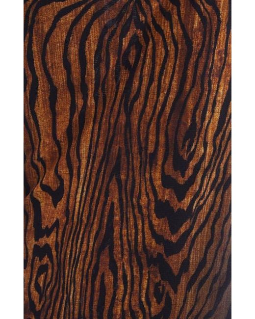 Jean Paul Gaultier Brown Double Layer Wood Print Mesh Midi Skirt