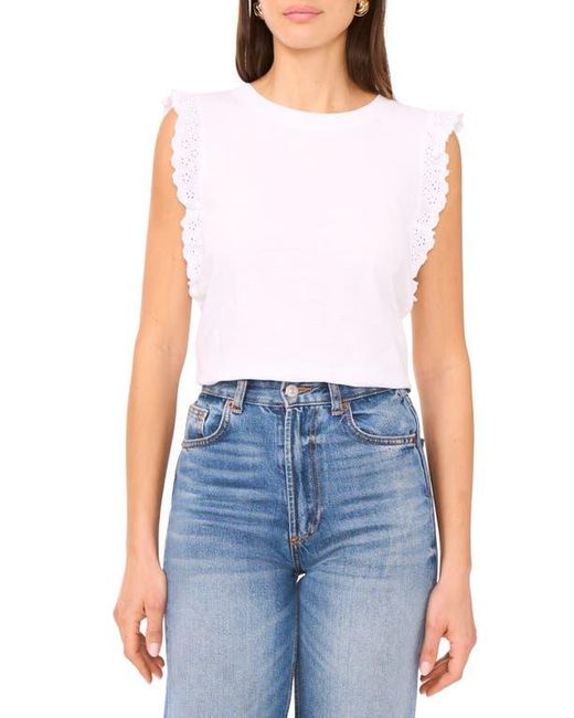 Two By Vince Camuto Blue Ruffle Eyelet Tank Top