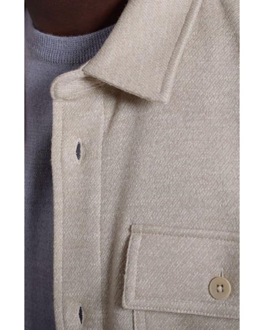Bugatchi Gray Slub Knit Wool & Cotton Button-Up Shirt Jacket for men