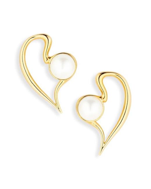 Oscar de la Renta Metallic Small Heart Faux Earrings