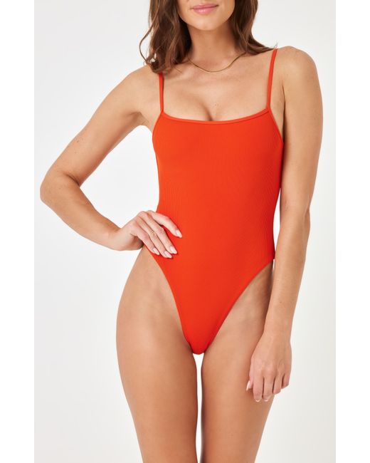 L*Space Orange Holly Rib One-piece Swimsuit
