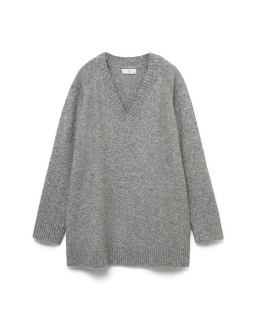 Mango Women's Gray V-Neck Sweater