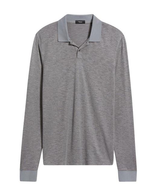 Theory Gray Goris Activate Long Sleeve Polo for men