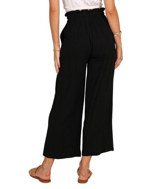 Petal & Pup Black Hawthorne Linen Blend Wide Leg Crop Pants