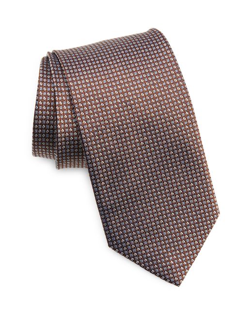 David Donahue Brown Neat Silk Tie for men