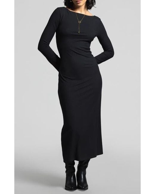 WEEKEND LOS ANGELES Gray Angelina Long Sleeve Rib Maxi Dress