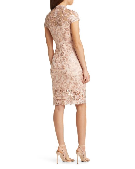 tadashi shoji cap sleeve lace sheath dress