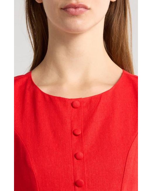 Wayf Red Martini Linen Blend Minidress