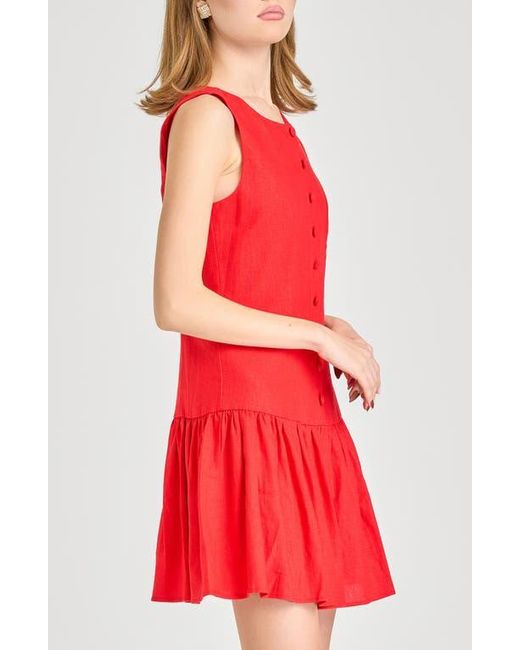 Wayf Red Martini Linen Blend Minidress