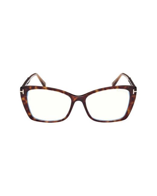 Tom Ford Brown 55Mm Butterfly Light Blocking Optical Glasses