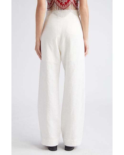 Bode White Linen Sailor Trousers