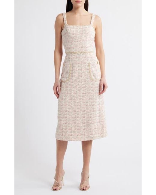 Black Halo Women's Natural Amaranta Bouclé Tweed Midi Dress