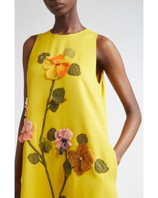 Lela Rose Francie Beaded Floral Appliqu Gown in Yellow | Lyst