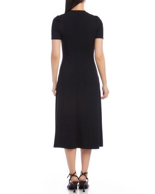 Karen Kane Black Asymmetric Slit Hem Midi Dress
