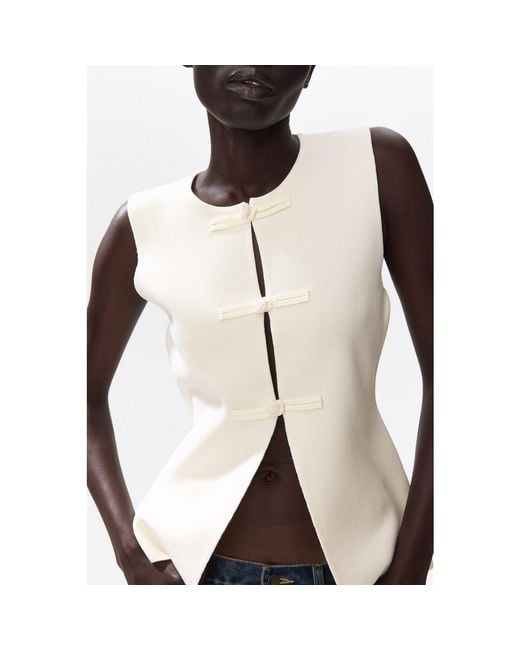 H&M Natural Sleeveless Button-Front Top