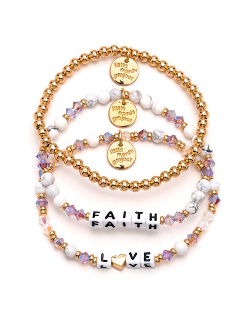 Little Words Project Metallic Faith & Hope Set Of 3 Beaded Bracelets