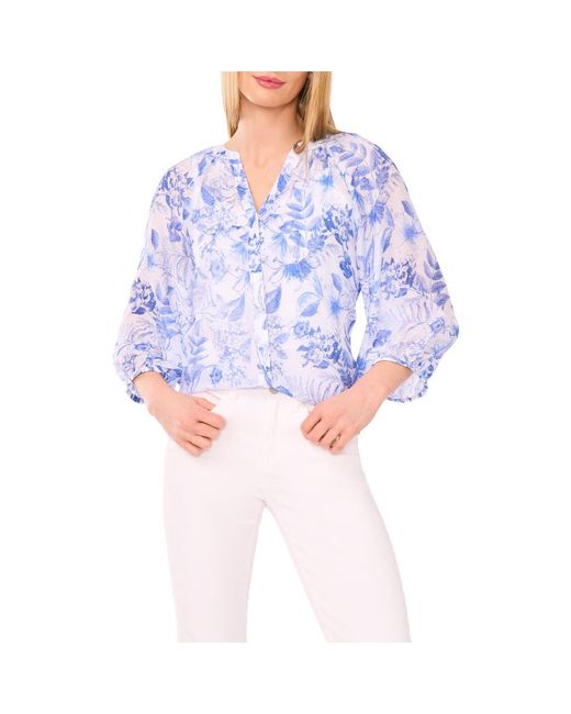 Halogen® Blue Floral Button-Up Shirt