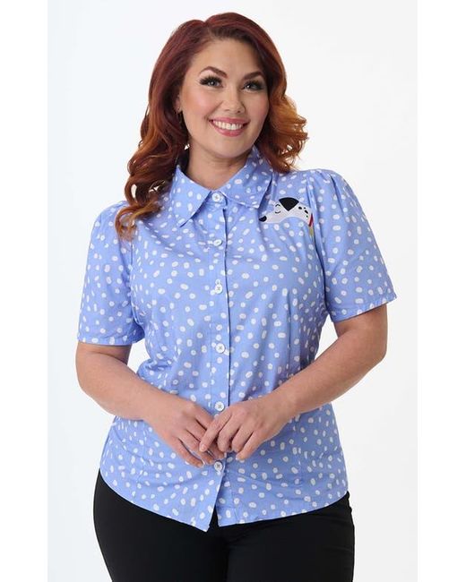 Unique Vintage Blue Plus Size 1940S Collared Blouse