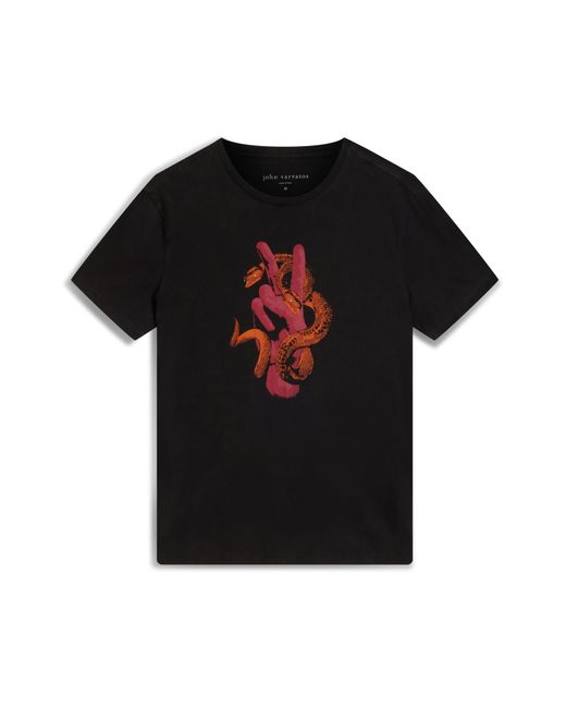 John Varvatos Black Peace Snake Cotton Graphic T-shirt for men