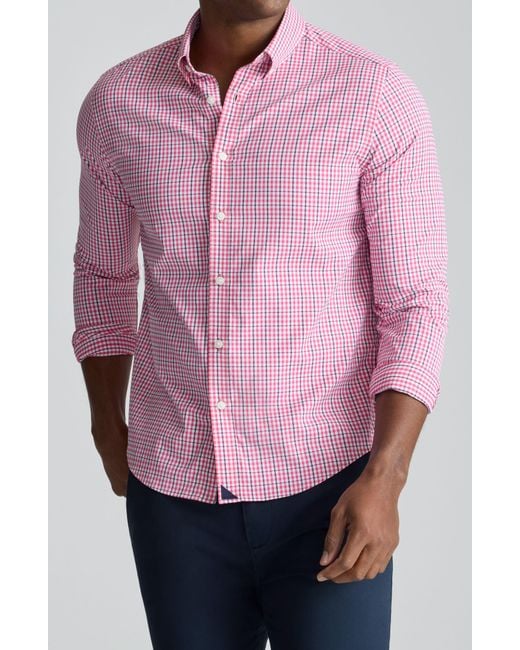 UNTUCKit Pink Almeida Gingham Check Performance Button-Down Shirt for men