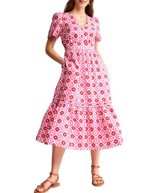 Boden Pink Eve Linen Midi Dress