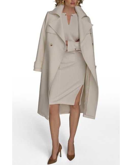 Donna Karan Natural Belted Long Raincoat